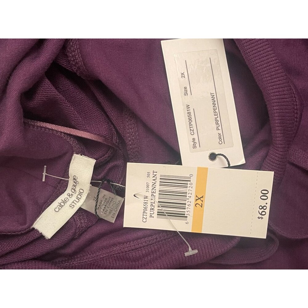 Cable & Gauge Women PLUS 2X Purple Pennant Cowl Neck‎ Long Sleeve Tunic Top NEW - Picture 9 of 12